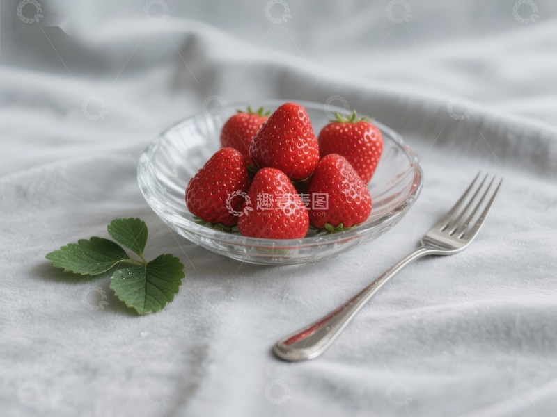 高清大图下载【趣麦麦图】透明碗中的新鲜草莓