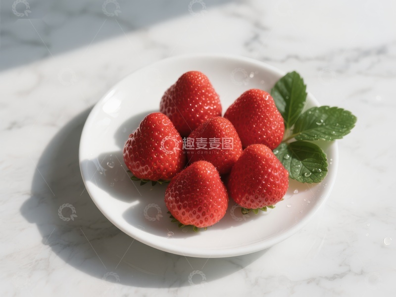 高清大图下载【趣麦麦图】新鲜草莓盘中摆放