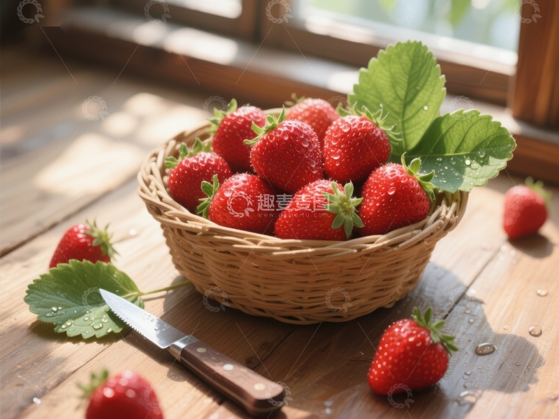 高清大图下载【趣麦麦图】篮子里的新鲜草莓