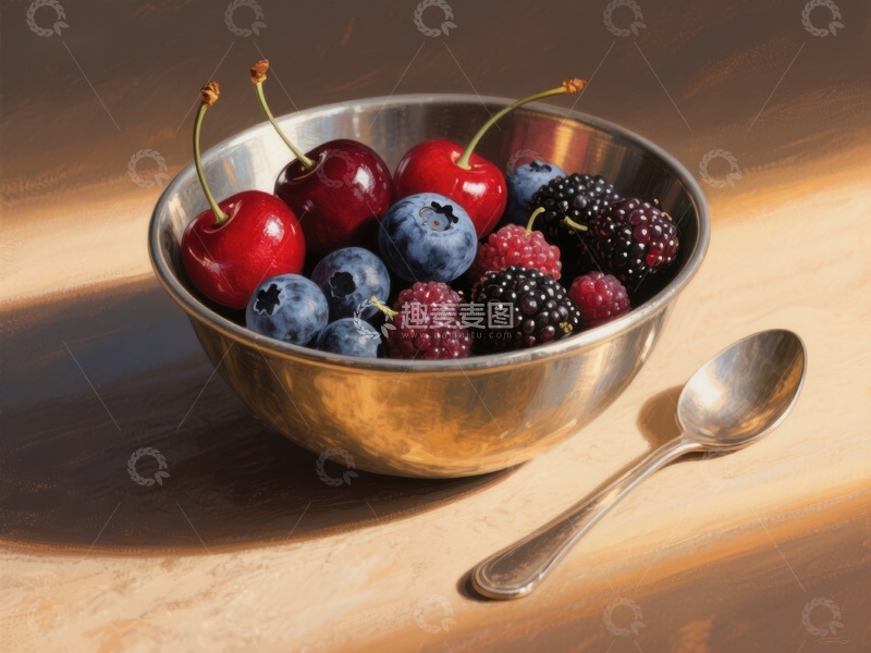 高清大图下载【趣麦麦图】金属碗中的新鲜浆果