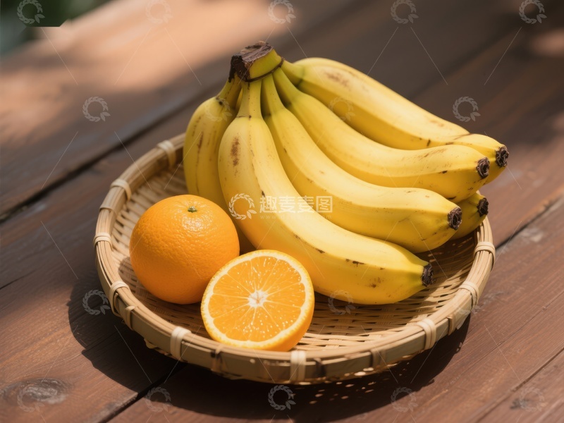高清大图下载【趣麦麦图】香蕉与橙子的静物组合
