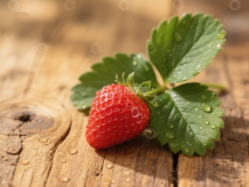 高清大图下载【趣麦麦图】新鲜草莓置于木质背景