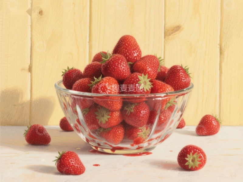 高清大图下载【趣麦麦图】玻璃碗中的新鲜草莓