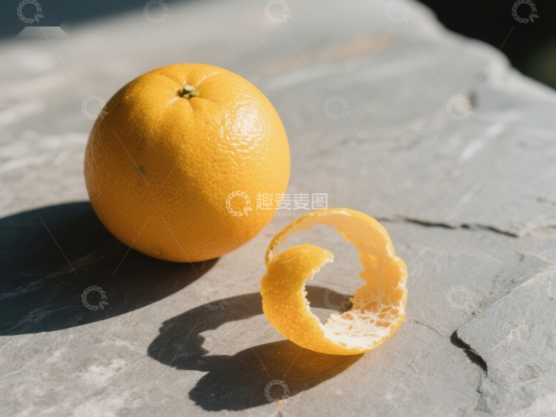 高清大图下载【趣麦麦图】橙子与果皮，阳光下的静物