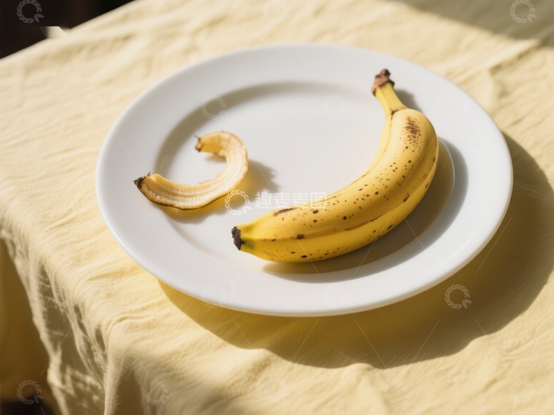 高清大图下载【趣麦麦图】盘中香蕉与香蕉皮