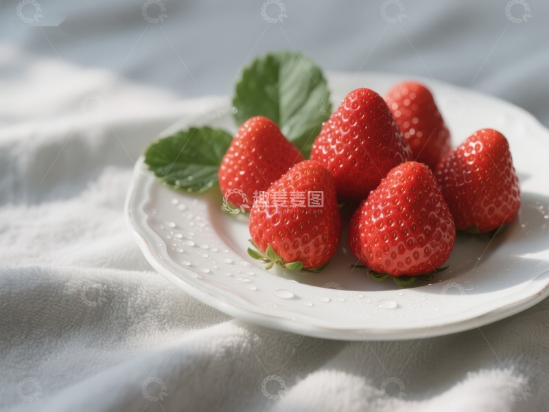 高清大图下载【趣麦麦图】新鲜草莓盘中摆放