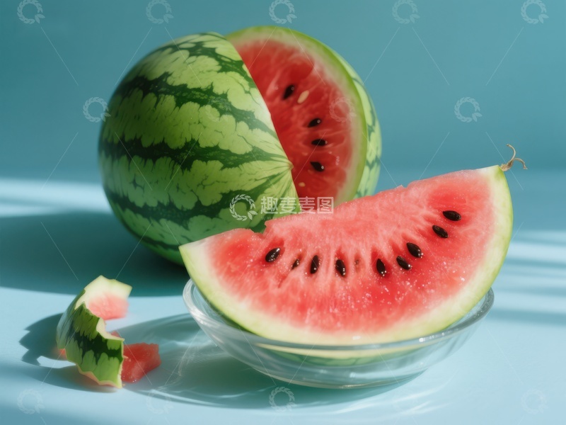 高清大图下载【趣麦麦图】新鲜西瓜切片，清凉夏日美食