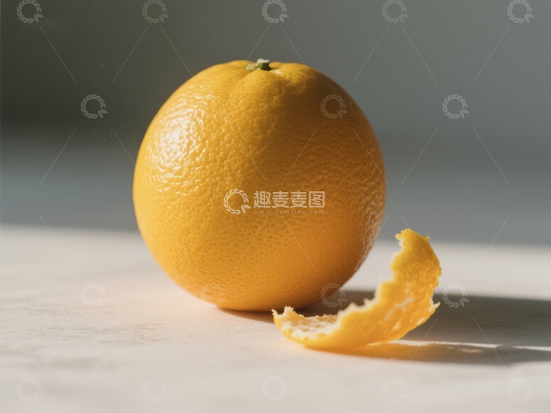 高清大图下载【趣麦麦图】新鲜橙子与剥落果皮