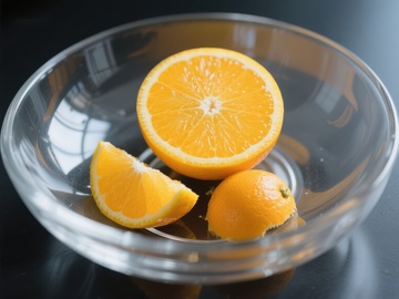 玻璃碗中的橙子与切片