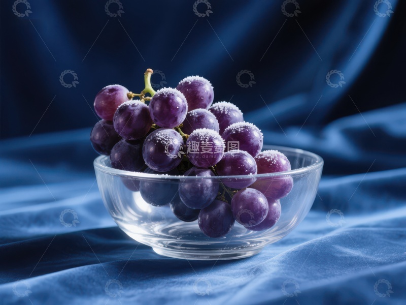 高清大图下载【趣麦麦图】透明碗中的紫葡萄