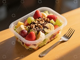 新鲜水果沙拉配坚果巧克力酱