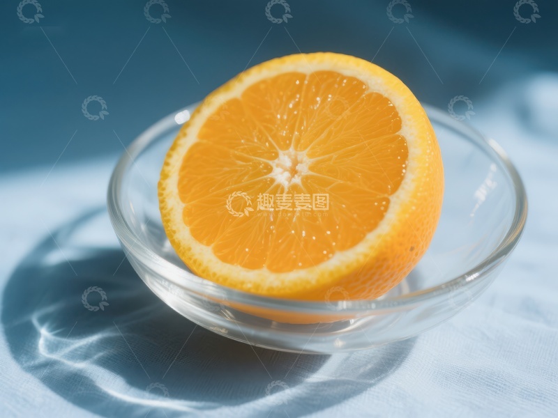 高清大图下载【趣麦麦图】橙子切片置于透明碗中