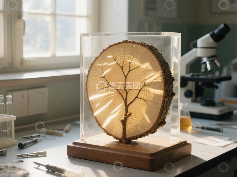 高清大图下载【趣麦麦图】树轮标本在实验室中展示