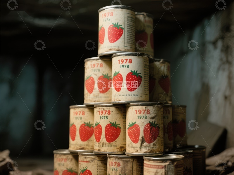 高清大图下载【趣麦麦图】堆叠的草莓罐头