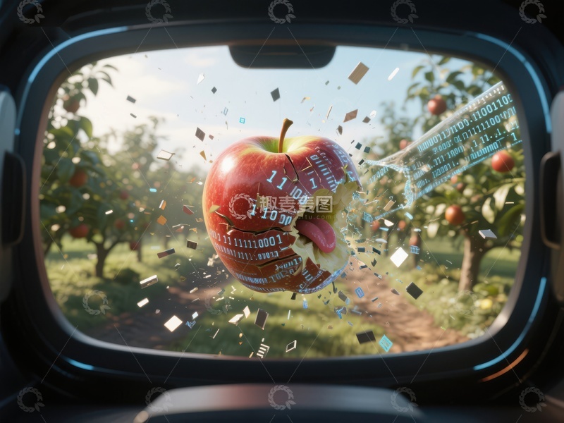 高清大图下载【趣麦麦图】数字苹果在果园中爆炸