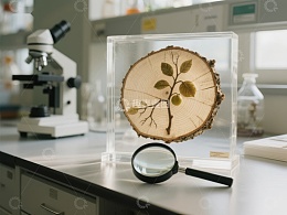 实验室中的植物切片标本展示