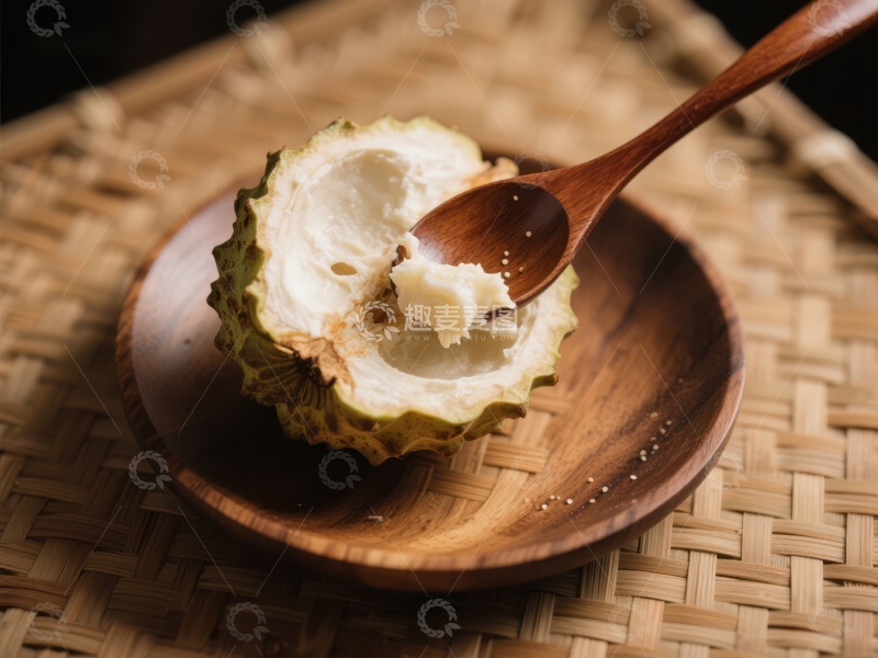 高清大图下载【趣麦麦图】木勺舀取新鲜榴莲果肉