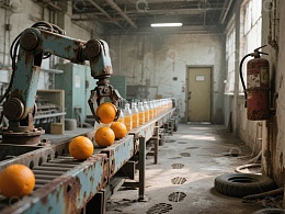废弃工厂中的橙汁生产线