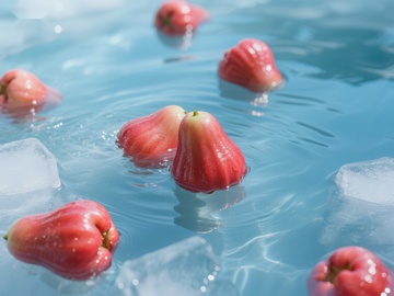 冰水中的莲雾果实