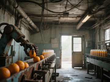 废弃工厂中的橙汁生产线