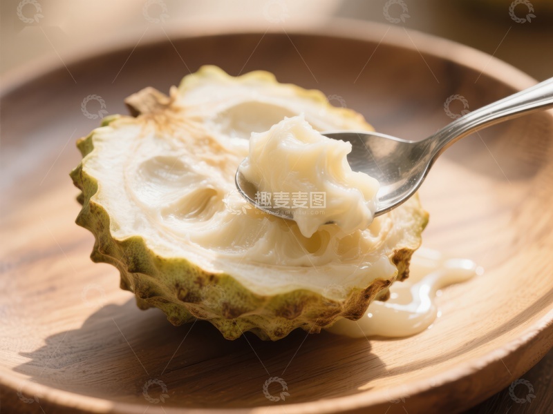 高清大图下载【趣麦麦图】新鲜释迦果切片配勺子