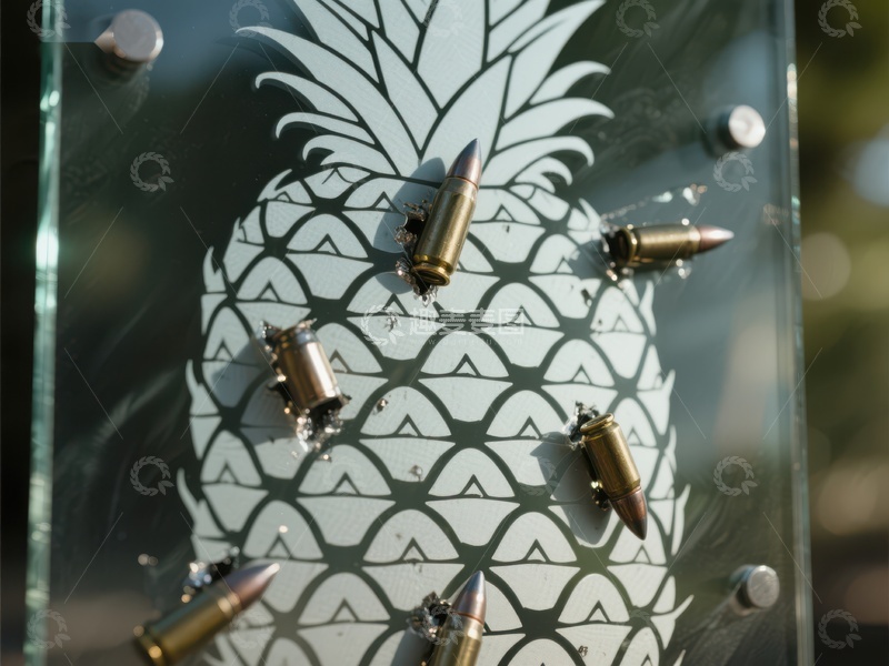 高清大图下载【趣麦麦图】子弹镶嵌的菠萝图案玻璃装饰