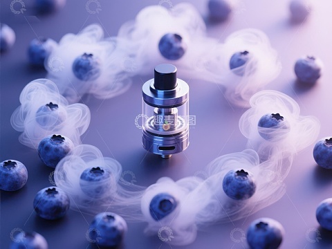 电子烟与蓝莓环绕的蒸汽