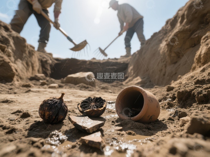 高清大图下载【趣麦麦图】考古现场：挖掘出土的古代陶器