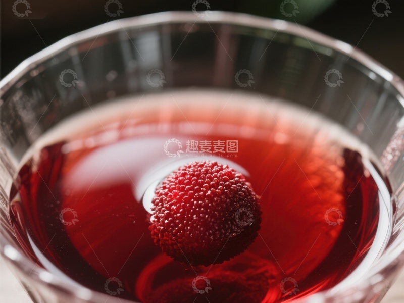 高清大图下载【趣麦麦图】红色饮品中的覆盆子特写