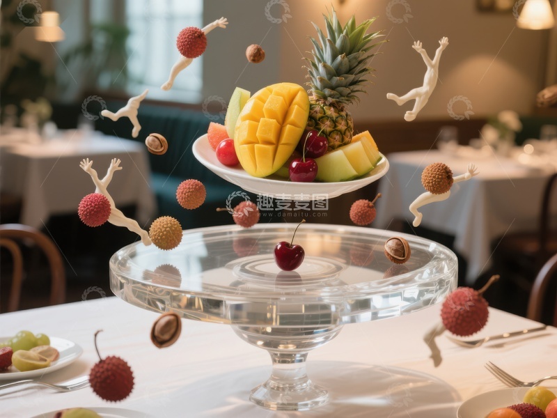 高清大图下载【趣麦麦图】水果盘上的奇妙悬浮