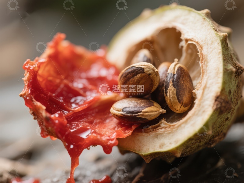 高清大图下载【趣麦麦图】新鲜果实剖开，种子与果肉清晰可见