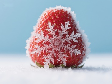 雪中草莓：冰霜覆盖的自然艺术
