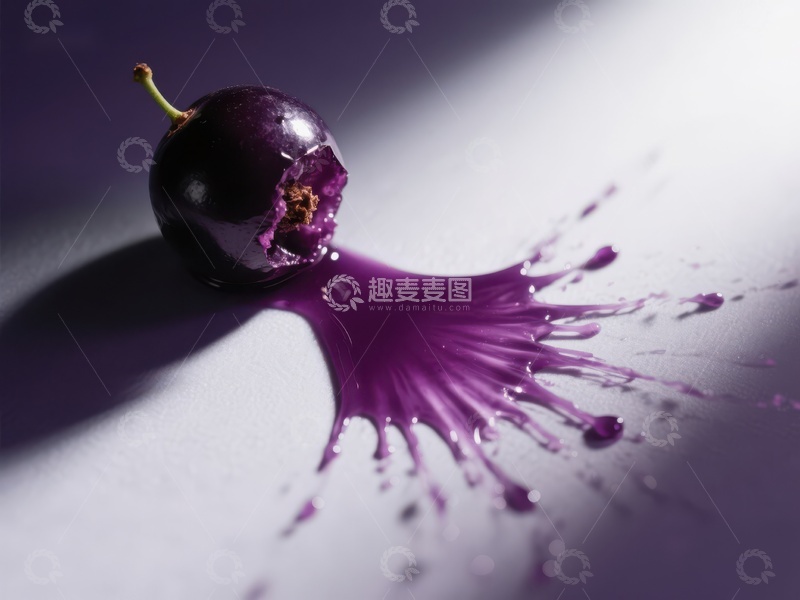 高清大图下载【趣麦麦图】紫色果实破裂，汁液四溅