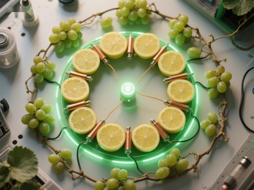 柠檬电池点亮绿色灯泡实验