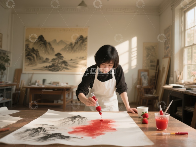 高清大图下载【趣麦麦图】艺术家专注创作水墨画