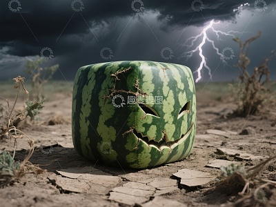 雷雨中裂开笑脸的西瓜