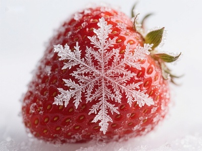 雪中草莓：冰晶与果实的完美结合