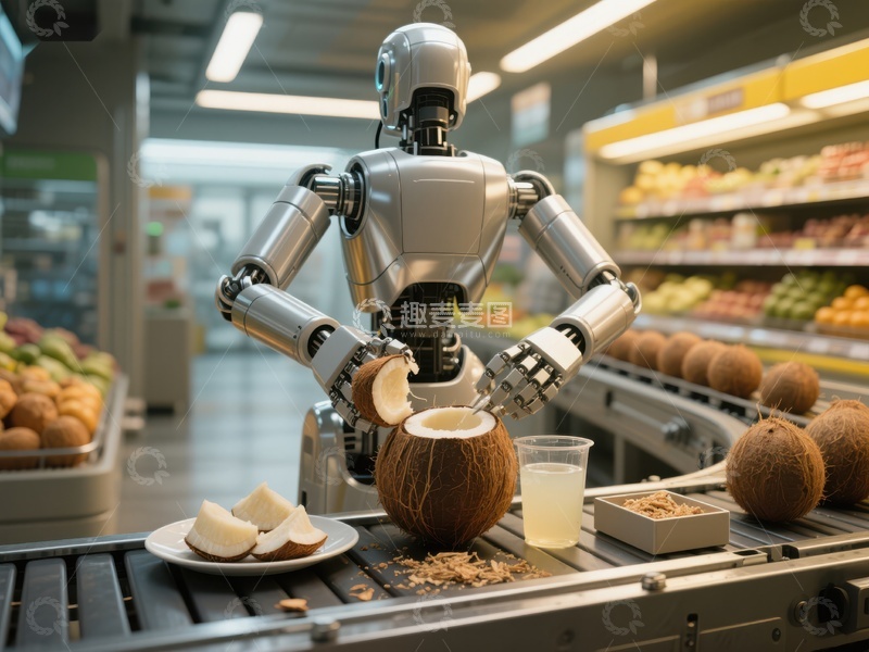 机器人在超市处理椰子