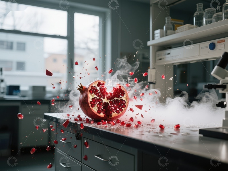 高清大图下载【趣麦麦图】实验室中石榴爆裂瞬间