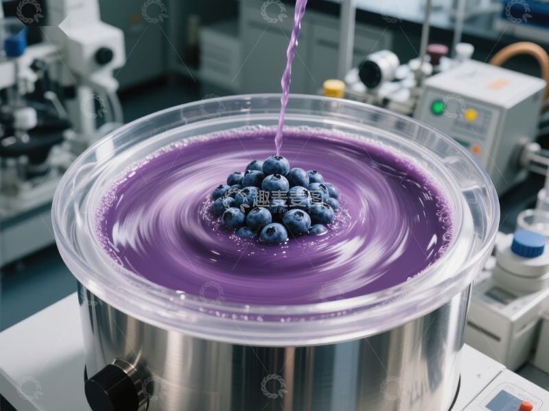 高清大图下载【趣麦麦图】实验室中蓝莓液体搅拌场景