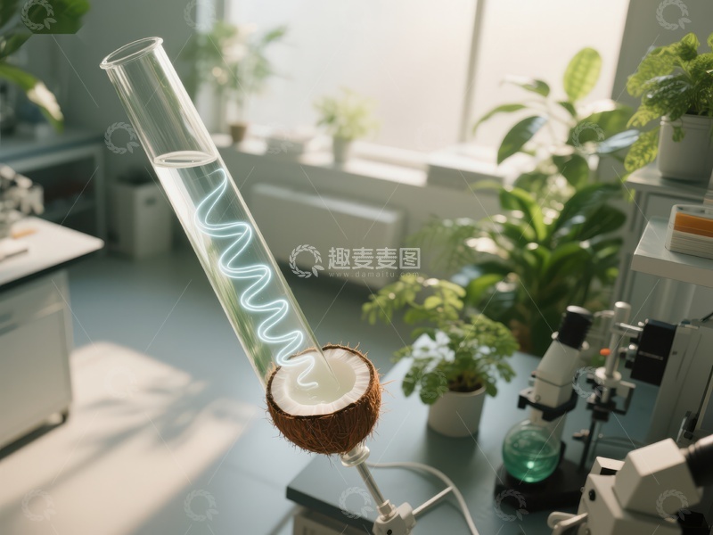 高清大图下载【趣麦麦图】实验室中的椰子与试管实验