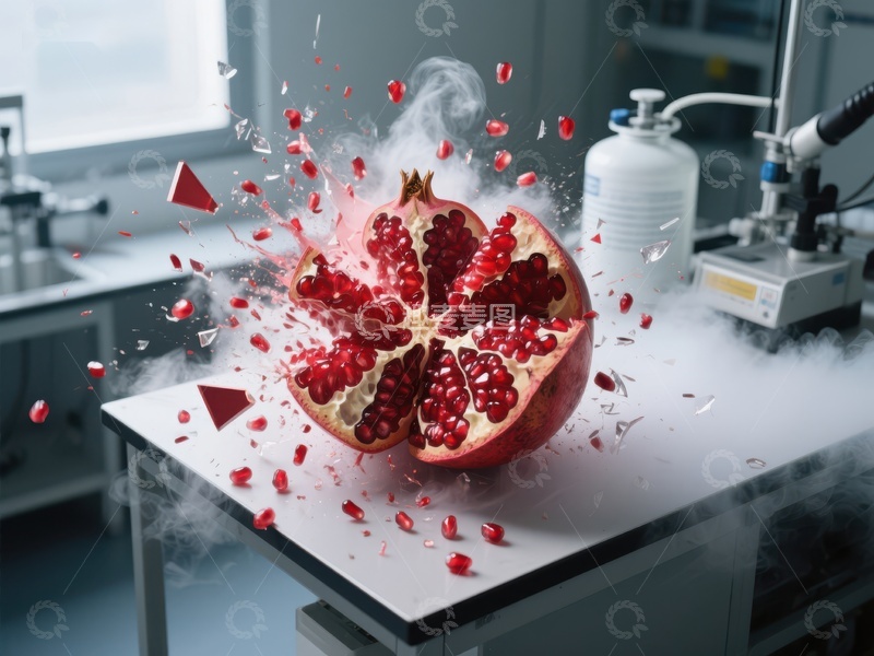 高清大图下载【趣麦麦图】实验室中的石榴爆炸瞬间