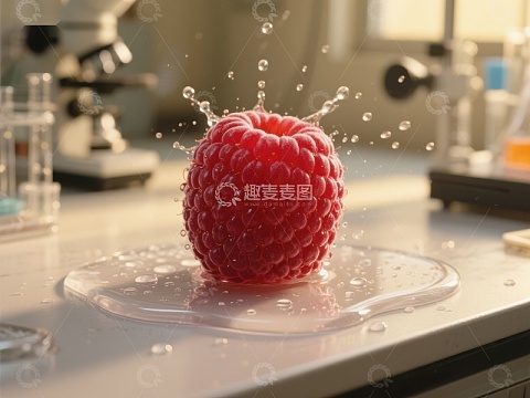 实验室中的新鲜覆盆子