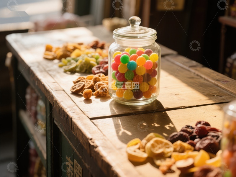 高清大图下载【趣麦麦图】色彩斑斓的糖果与干果展示