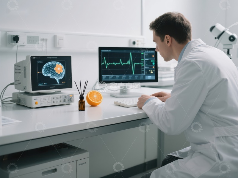 高清大图下载【趣麦麦图】医生在实验室分析脑部和心电图数据