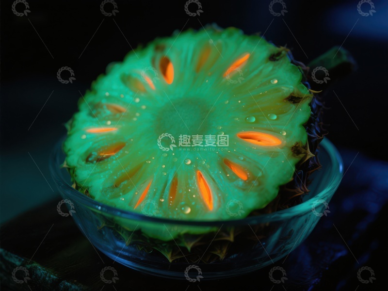 高清大图下载【趣麦麦图】发光菠萝切片的特写