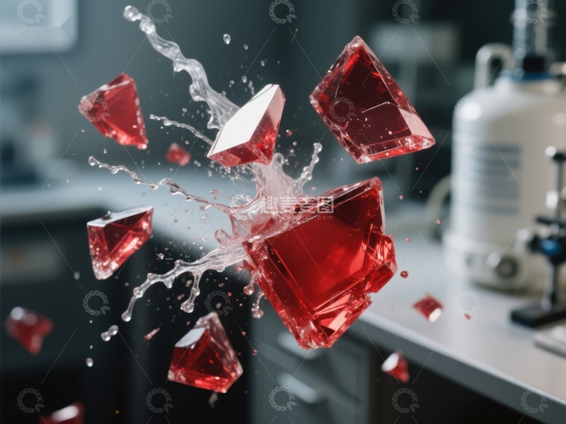 高清大图下载【趣麦麦图】实验室中的红色晶体碰撞瞬间