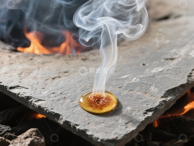 高清大图下载【趣麦麦图】火焰旁石板上的烟熏物体