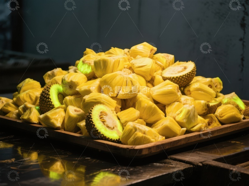 高清大图下载【趣麦麦图】新鲜菠萝蜜果肉堆叠展示