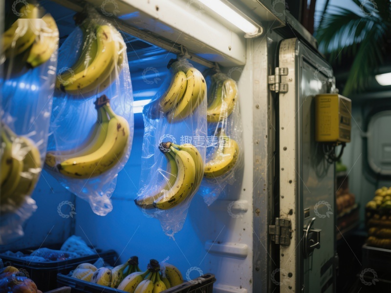高清大图下载【趣麦麦图】冷藏车内香蕉保鲜展示